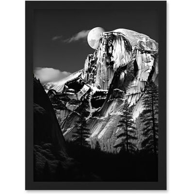 Artery8 Moonrise Behind Half Dome High Contrast Black White Photograph Yosemite National Park Full Moon and Mountain Forest Landscape Artwork Framed Wall Art Print A4 Artery8 Moonrise Behind Half Dome High Contrast Black White Photograph Yosemite National Park Full Moon and Mountain Forest Landscape Artwork Framed Wall Art Print A4
