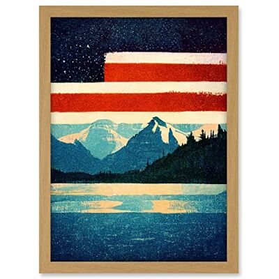 Wee Blue Coo Glacier National Park American Flag Design Iconic Artwork Framed A3 Wall Art Print Wee Blue Coo Glacier National Park American Flag Design Iconic Artwork Framed A3 Wall Art Print