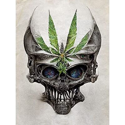 Doppelganger33 LTD Alien Skull With Marijuana Leaf Colour Pencil Illustration Large Wall Art Poster Print Thick Paper 18X24 Inch Doppelganger33 LTD Alien Skull With Marijuana Leaf Colour Pencil Illustration Large Wall Art Poster Print Thick Paper 18X24 Inch