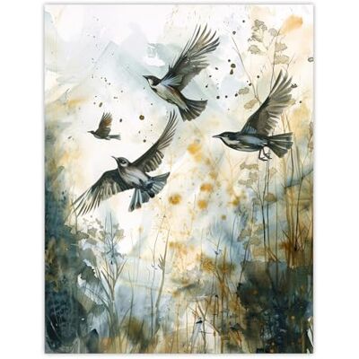 Artery8 Birds in Flight Autumn Watercolour Painting Living Room Large Wall Art Poster Print Thick Paper 18X24 Inch Artery8 Birds in Flight Autumn Watercolour Painting Living Room Large Wall Art Poster Print Thick Paper 18X24 Inch