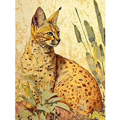 Artery8 Serval Cat in Nature Detailed Watercolour and Ink Bright Illustration Large Wall Art Poster Print Thick Paper 18X24 Inch Artery8 Serval Cat in Nature Detailed Watercolour and Ink Bright Illustration Large Wall Art Poster Print Thick Paper 18X24 Inch