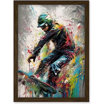 Artery8 - Snowboarding Artwork - Brown - A4 - Wall Art Artery8 - Snowboarding Artwork - Brown - A4 - Wall Art