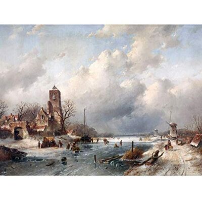Artery8 Leickert Winter Scene Snow Landscape Painting Art Print Canvas Premium Wall Decor Poster Mural Artery8 Leickert Winter Scene Snow Landscape Painting Art Print Canvas Premium Wall Decor Poster Mural