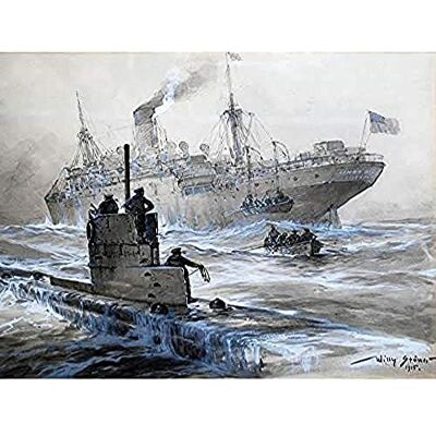 Fine Art Prints Stower War WWI Uboat Sinking Linda Blanche Liverpool 1915 Painting Unframed Wall Art Print Poster Home Decor Premium Fine Art Prints Stower War WWI Uboat Sinking Linda Blanche Liverpool 1915 Painting Unframed Wall Art Print Poster Home Decor Premium