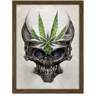 Doppelganger33 LTD Alien Skull With Marijuana Leaf Colour Pencil Illustration Artwork Framed Wall Art Print 18X24 Inch Doppelganger33 LTD Alien Skull With Marijuana Leaf Colour Pencil Illustration Artwork Framed Wall Art Print 18X24 Inch