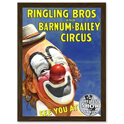 Artery8 Circus Clown A4 - Brown - Framed Wall Art Artery8 Circus Clown A4 - Brown - Framed Wall Art