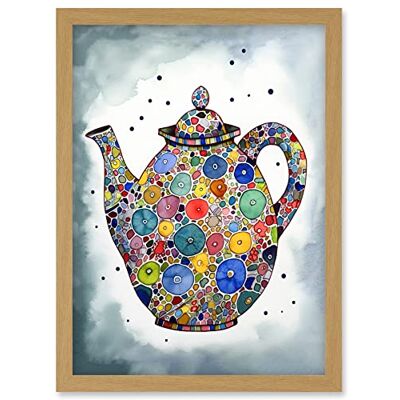 Artery8 - Colourful Teapot - Folk Art - Framed Wall Art Print Artery8 - Colourful Teapot - Folk Art - Framed Wall Art Print