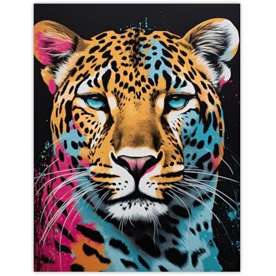 Artery8 - Leopard Lounge - Pink/Blue - 18x24 inch - Wall Art Artery8 - Leopard Lounge - Pink/Blue - 18x24 inch - Wall Art