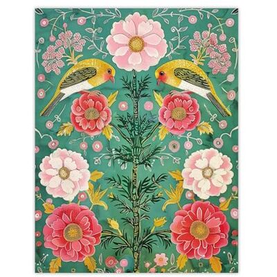 Artery8 Birds on Flower Vintage Green Pink Floral Pattern For Living Room Large Wall Art Poster Print Thick Paper 18X24 Inch Artery8 Birds on Flower Vintage Green Pink Floral Pattern For Living Room Large Wall Art Poster Print Thick Paper 18X24 Inch