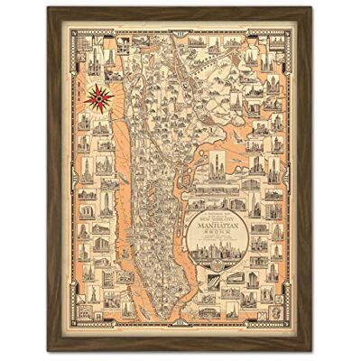 Fine Art Prints Chase 1939 Pictorial Map NY Manhattan Bronx Large Framed Art Print Poster Wall Decor 18x24 in Fine Art Prints Chase 1939 Pictorial Map NY Manhattan Bronx Large Framed Art Print Poster Wall Decor 18x24 in