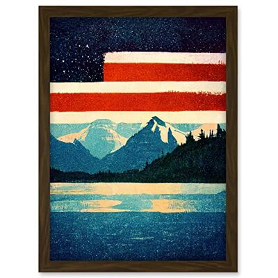 Wee Blue Coo Glacier National Park American Flag Design Iconic Artwork Framed A3 Wall Art Print Wee Blue Coo Glacier National Park American Flag Design Iconic Artwork Framed A3 Wall Art Print