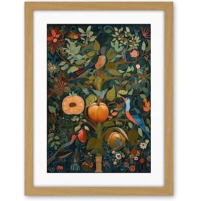 Artery8 Birds on Blooming Peach Tree in Modern Folk Art Artwork Framed Wall Art Print 18X24 Inch Artery8 Birds on Blooming Peach Tree in Modern Folk Art Artwork Framed Wall Art Print 18X24 Inch