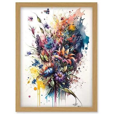 Artery8 - Flower Bouquet Illustration - A4 - Framed Wall Art Artery8 - Flower Bouquet Illustration - A4 - Framed Wall Art