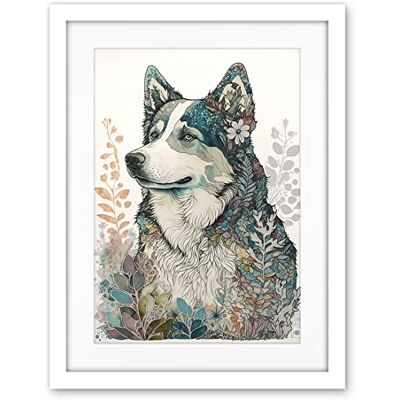 Artery8 Siberian Husky Dog Nature Spirit Animal Modern Multicoloured Illustration Artwork Framed Wall Art Print 18X24 Inch Artery8 Siberian Husky Dog Nature Spirit Animal Modern Multicoloured Illustration Artwork Framed Wall Art Print 18X24 Inch