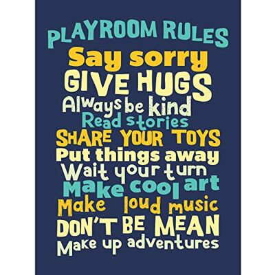 Fine Art Prints Poster, Spielzimmer-Regeln für Kinder, blau, groß, 45,7 x 61 cm Fine Art Prints Poster, Spielzimmer-Regeln für Kinder, blau, groß, 45,7 x 61 cm