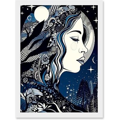 Artery8 New Moon Goddess Winter Moonlit Witchy Forest Starry Night Mother Nature Boho Patterns Artwork Framed Wall Art Print A4 Artery8 New Moon Goddess Winter Moonlit Witchy Forest Starry Night Mother Nature Boho Patterns Artwork Framed Wall Art Print A4
