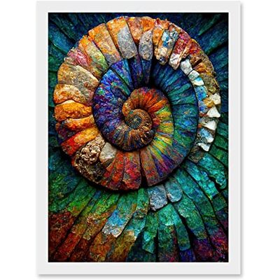 Doppelganger33 LTD Bright Multicoloured Ammonite Fossil Artwork Framed A3 Wall Art Print Doppelganger33 LTD Bright Multicoloured Ammonite Fossil Artwork Framed A3 Wall Art Print