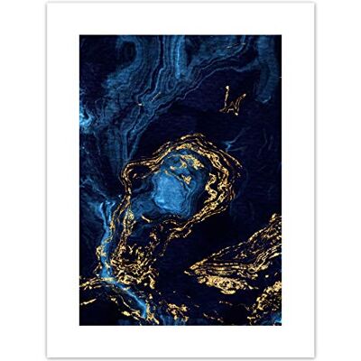 Wee Blue Coo Abstract Dark Blue Gold Waves Art Print Canvas Premium Wall Decor Poster Wee Blue Coo Abstract Dark Blue Gold Waves Art Print Canvas Premium Wall Decor Poster