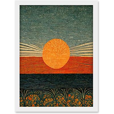 Doppelganger33 LTD William Morris Style Sunrise Over Sea Abstract Artwork Framed A3 Wall Art Print Doppelganger33 LTD William Morris Style Sunrise Over Sea Abstract Artwork Framed A3 Wall Art Print