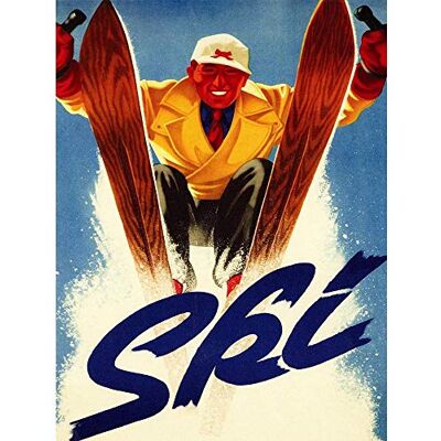 Wee Blue Coo Sport Advert Winter Ski Snow Downhill Slalom Art Print Poster Wall Decor 12X16 Inch Wee Blue Coo Sport Advert Winter Ski Snow Downhill Slalom Art Print Poster Wall Decor 12X16 Inch