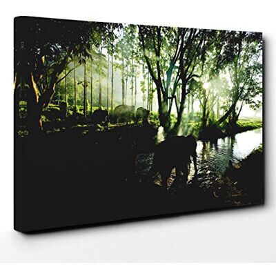 Big Box Art Elephant Green Forest Canvas Print Gallery Wrapped 30mm Frame Wall Art 20x14 inches Ready to Hang Modern Animals Picture Living Room Bedroom Lounge Office Big Box Art Elephant Green Forest Canvas Print Gallery Wrapped 30mm Frame Wall Art 20x14 inches Ready to Hang Modern Animals Picture Living Room Bedroom Lounge Office