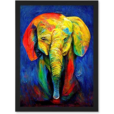 Doppelganger33 LTD Surreal Baby Elephant Colourful Abstract Bright Artwork Framed A3 Wall Art Print Doppelganger33 LTD Surreal Baby Elephant Colourful Abstract Bright Artwork Framed A3 Wall Art Print