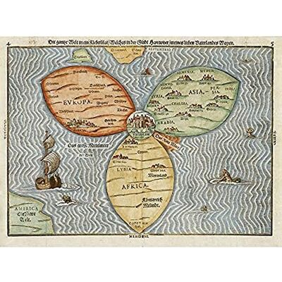 Fine Art Prints Bunting 1581 Map World Cloverleaf Jerusalem Art Print Canvas Premium Wall Decor Poster Mural Fine Art Prints Bunting 1581 Map World Cloverleaf Jerusalem Art Print Canvas Premium Wall Decor Poster Mural