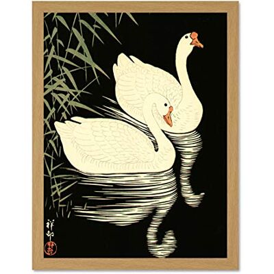 Wee Blue Coo Japan Nature Swan Reflect Shoson Ohara Large Framed Art Print Poster Wall Decor 18x24 inch Wee Blue Coo Japan Nature Swan Reflect Shoson Ohara Large Framed Art Print Poster Wall Decor 18x24 inch