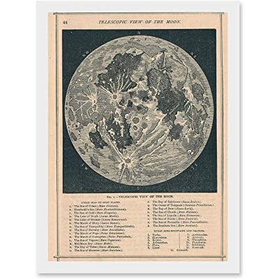 Artery8 - Telescopic Moon Map - A4 - Framed Wall Art Artery8 - Telescopic Moon Map - A4 - Framed Wall Art