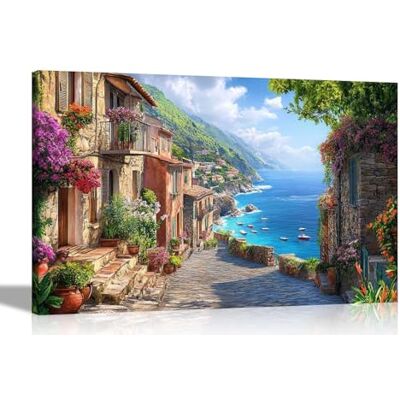 Artley Prints Mediterranean Mountain Landscape Seashore View Canvas Wall Art Prints Colourful Pictures Living Room Bedroom Artwork 51 x 35cm (20 x 14 inches) Artley Prints Mediterranean Mountain Landscape Seashore View Canvas Wall Art Prints Colourful Pictures Living Room Bedroom Artwork 51 x 35cm (20 x 14 inches)