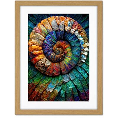 Doppelganger33 LTD Bright Multicoloured Ammonite Fossil Artwork Framed Wall Art Print 18X24 Inch Doppelganger33 LTD Bright Multicoloured Ammonite Fossil Artwork Framed Wall Art Print 18X24 Inch