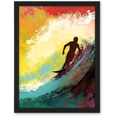 Artery8 The Silhouette of a Surfer Surfing on a Big Wave Artwork Framed Wall Art Print 18X24 Inch Artery8 The Silhouette of a Surfer Surfing on a Big Wave Artwork Framed Wall Art Print 18X24 Inch