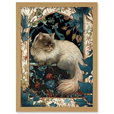 Artery8 - Himalayan Cat - Light Oak Frame - Framed Art Artery8 - Himalayan Cat - Light Oak Frame - Framed Art