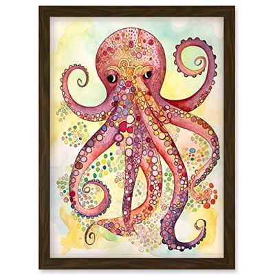 Artery8 - Octopus Portrait - Brown - A4 - Framed wall art Artery8 - Octopus Portrait - Brown - A4 - Framed wall art