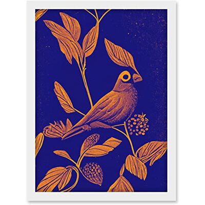 Doppelganger33 LTD Vintage Art Nouveau Pattern Detail Tropical Bird On Branch Linocut Illustration Artwork Framed A3 Wall Art Print Doppelganger33 LTD Vintage Art Nouveau Pattern Detail Tropical Bird On Branch Linocut Illustration Artwork Framed A3 Wall Art Print