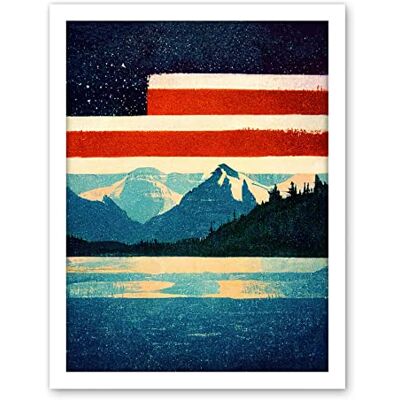Wee Blue Coo Glacier National Park American Flag Design Iconic Artwork Framed Wall Art Print 18X24 Inch Wee Blue Coo Glacier National Park American Flag Design Iconic Artwork Framed Wall Art Print 18X24 Inch
