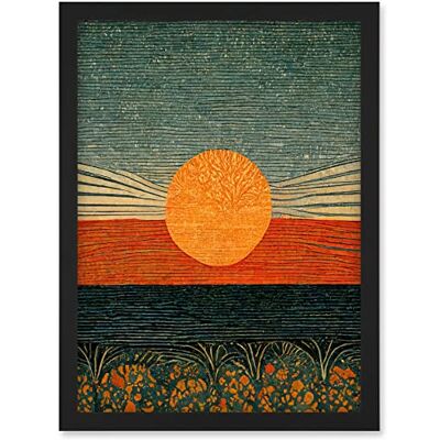 Doppelganger33 LTD William Morris Style Sunrise Over Sea Abstract Artwork Framed A3 Wall Art Print Doppelganger33 LTD William Morris Style Sunrise Over Sea Abstract Artwork Framed A3 Wall Art Print