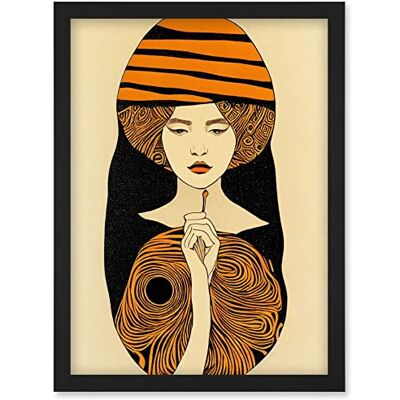 Artery8 - Woman Portrait Retro Mid Century Modern - Black - Wall Art Print Artery8 - Woman Portrait Retro Mid Century Modern - Black - Wall Art Print