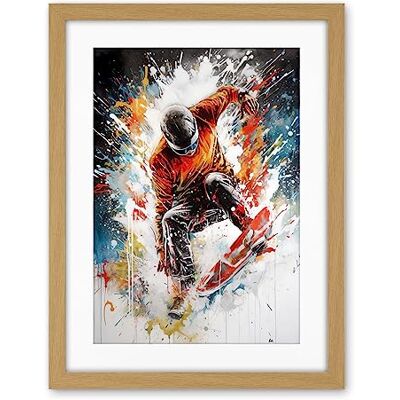 Artery8 Extreme Sports Snowboarding Paint Splat Portrait Artwork Framed Wall Art Print 18X24 Inch Artery8 Extreme Sports Snowboarding Paint Splat Portrait Artwork Framed Wall Art Print 18X24 Inch