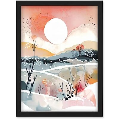 Artery8 - Sunset in Winter Landscape - Boho - Wall Art Artery8 - Sunset in Winter Landscape - Boho - Wall Art