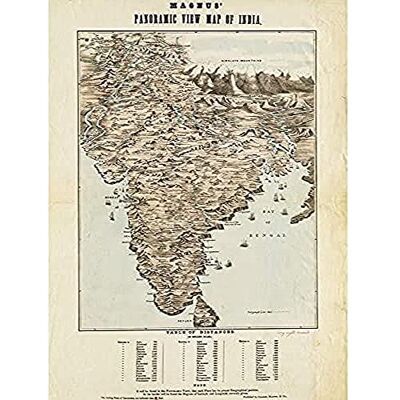Fine Art Prints Magnus 1857 Panoramic Map India Distances Art Print Canvas Premium Wall Decor Poster Mural Fine Art Prints Magnus 1857 Panoramic Map India Distances Art Print Canvas Premium Wall Decor Poster Mural