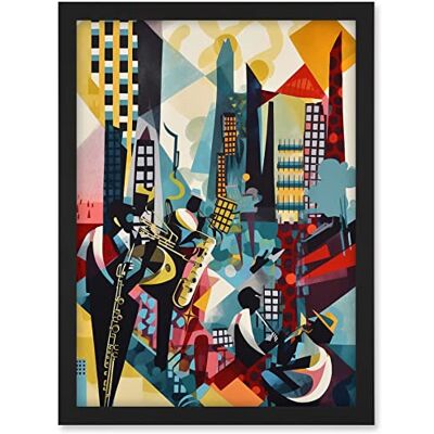 Artery8 Jazz Musicians Playing on an Urban Landscape Rooftop Abstract Modern Watercolour Illustration Artwork Framed A3 Wall Art Print Artery8 Jazz Musicians Playing on an Urban Landscape Rooftop Abstract Modern Watercolour Illustration Artwork Framed A3 Wall Art Print