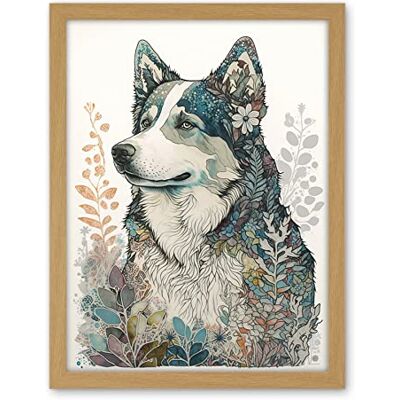 Artery8 Siberian Husky Dog Nature Spirit Animal Modern Multicoloured Illustration Artwork Framed Wall Art Print 18X24 Inch Artery8 Siberian Husky Dog Nature Spirit Animal Modern Multicoloured Illustration Artwork Framed Wall Art Print 18X24 Inch