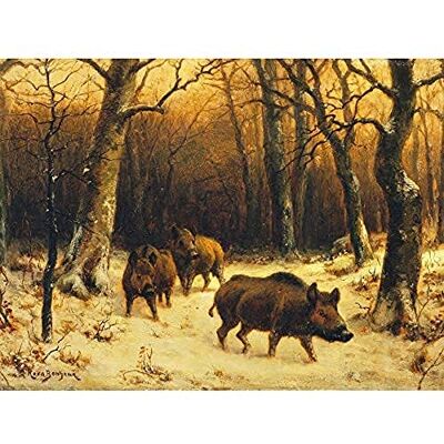 Fine Art Prints Bonheur Wild Boars Winter Snow Painting Art Print Canvas Premium Wall Decor Poster Mural Fine Art Prints Bonheur Wild Boars Winter Snow Painting Art Print Canvas Premium Wall Decor Poster Mural