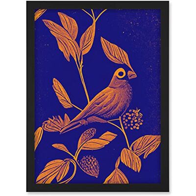 Doppelganger33 LTD Vintage Art Nouveau Pattern Detail Tropical Bird On Branch Linocut Illustration Artwork Framed A3 Wall Art Print Doppelganger33 LTD Vintage Art Nouveau Pattern Detail Tropical Bird On Branch Linocut Illustration Artwork Framed A3 Wall Art Print