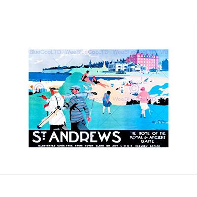 Wee Blue Coo Travel St Andrews Fife Scotland Golf Royal Ancient Sport Wall Art Print Wee Blue Coo Travel St Andrews Fife Scotland Golf Royal Ancient Sport Wall Art Print