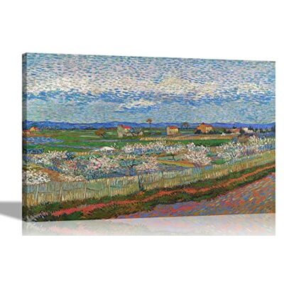Artley Prints Blossoming Peach Trees by Vincent Van Gogh Canvas Wall Art l Colourful Framed Pictures l Landscape Artwork 60 x 40cm (24 x 16 inches) A2 Artley Prints Blossoming Peach Trees by Vincent Van Gogh Canvas Wall Art l Colourful Framed Pictures l Landscape Artwork 60 x 40cm (24 x 16 inches) A2