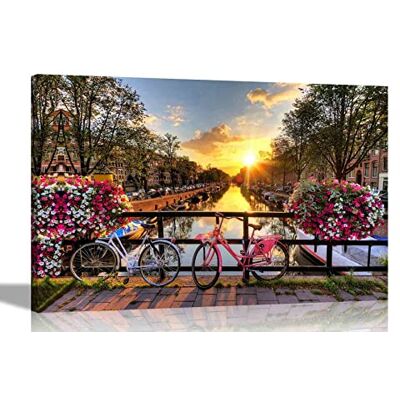 Artley Prints Bicycles on Bridge in Amsterdam Sunrise Canvas Prints Home Decor Wall Art Pictures Office Bedroom Framed City Artwork 51 x 35cm (20 x 14 inches) Artley Prints Bicycles on Bridge in Amsterdam Sunrise Canvas Prints Home Decor Wall Art Pictures Office Bedroom Framed City Artwork 51 x 35cm (20 x 14 inches)