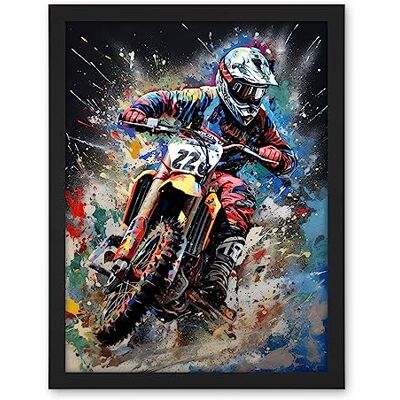 Artery8 Motocross Race Action Shot Extreme Sport Painting Artwork Framed Wall Art Print 18X24 Inch Artery8 Motocross Race Action Shot Extreme Sport Painting Artwork Framed Wall Art Print 18X24 Inch