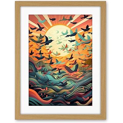 Artery8 Flock of Birds Flying at Sunrise Modern Folk Art Artwork Framed Wall Art Print 18X24 Inch Artery8 Flock of Birds Flying at Sunrise Modern Folk Art Artwork Framed Wall Art Print 18X24 Inch